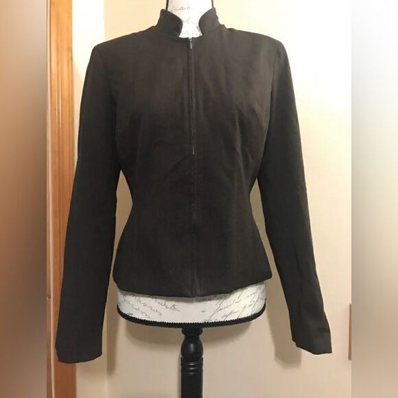 Cache Women's Brown Long Sleeve Full Zip Lined Suit Jacket - Size 6 - Picture 6 of 11